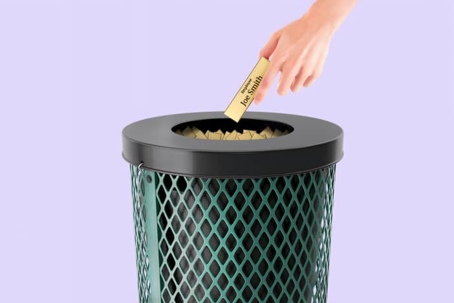 Throwing away name badge