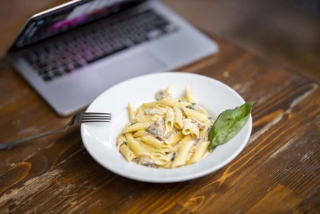Pasta and a laptop