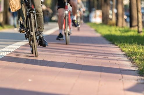 cyclists riding in bike lane