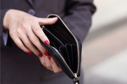 woman with an empty wallet